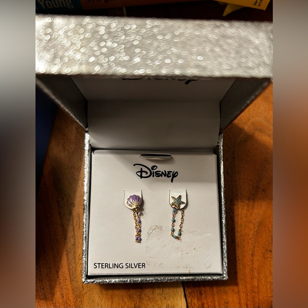 Disney Princess The Little Mermaid sterling silver mismatched earring set.